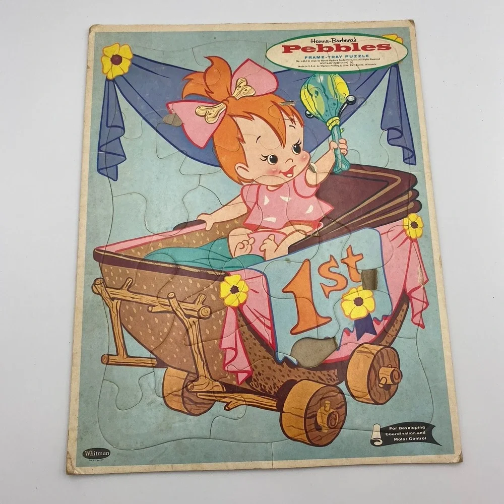 Vtg Lot 3 Whitman Frame Tray Puzzles Hanna-Barbera Flintstones‎ Top Cat Pebbles